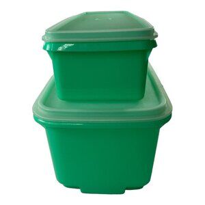 Two Vintage Tupperware Easy Crisp #782 & 892 Jadeite Green Vegetable Keepers